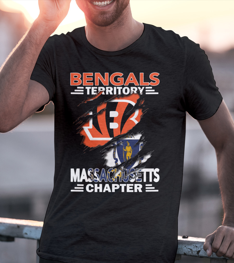 Bengals Territory Massachusetts Chapter Logo With Iconic Symbols T-Shirt