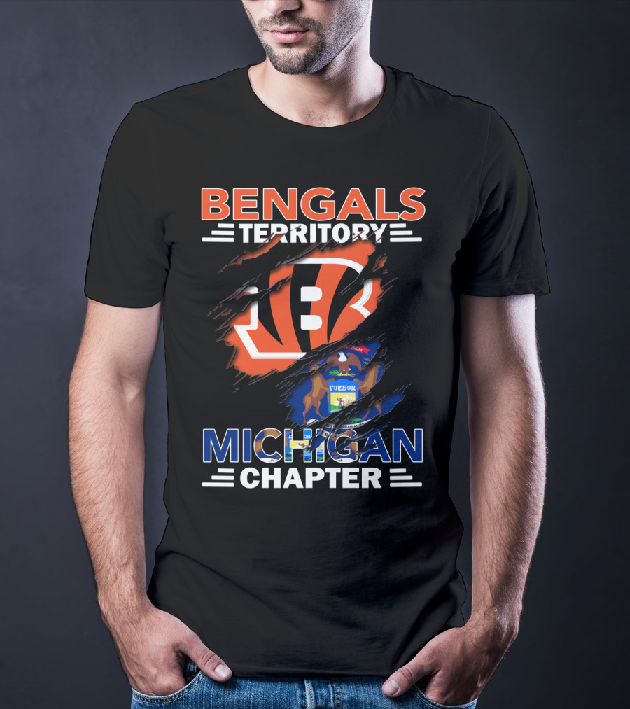 Bengals Territory Michigan Chapter Logo With State Flag Elements T-Shirt