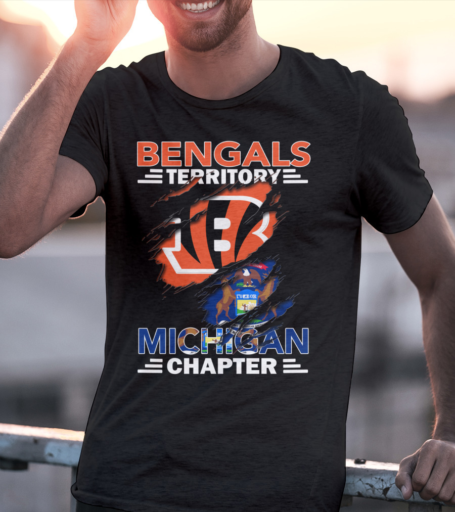 Bengals Territory Michigan Chapter Logo With State Flag Elements T-Shirt