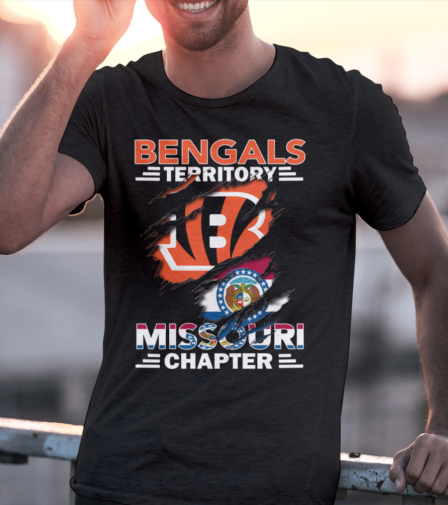 Bengals Territory Missouri Chapter With Torn Logo And State Flag T-Shirt