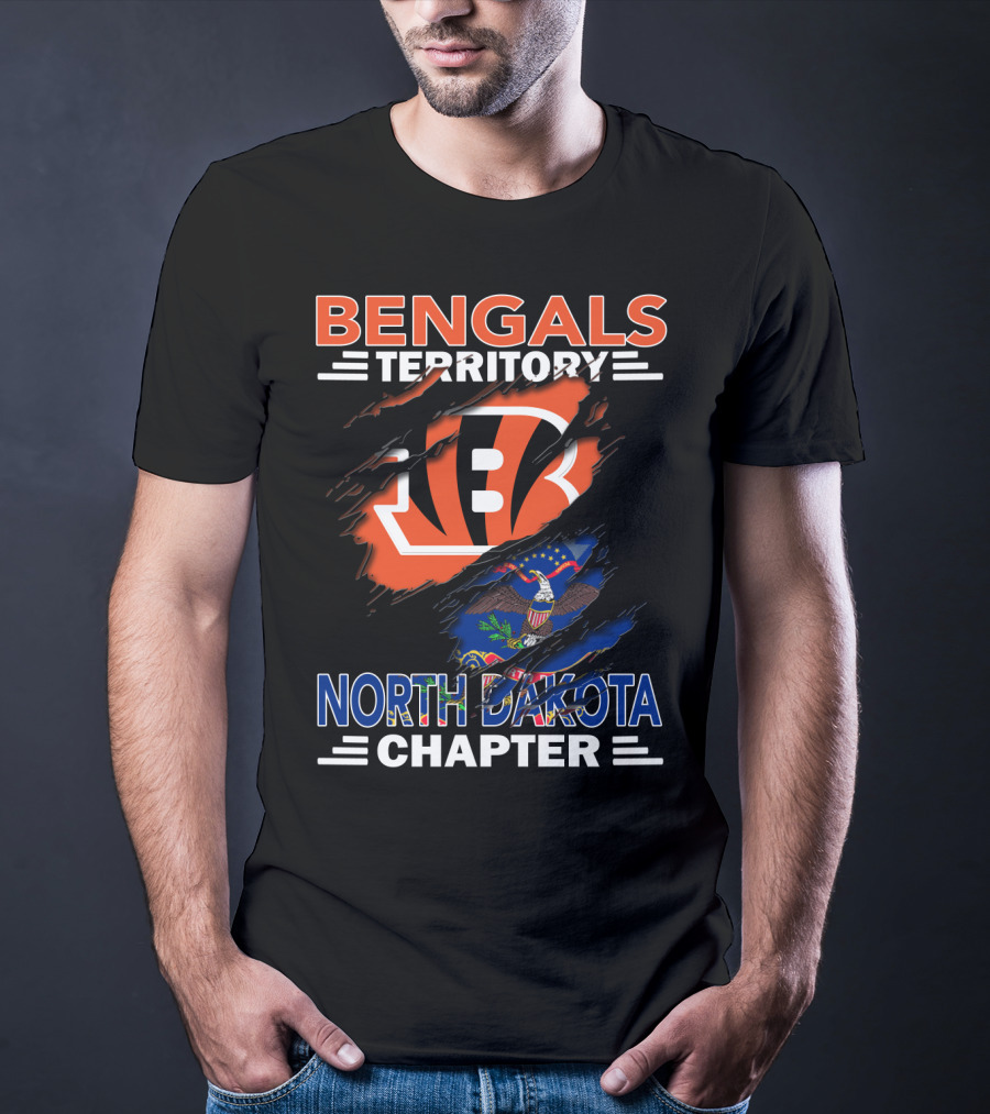 Bengals Territory North Dakota Chapter Logo With State Flag And Football Team T-Shirt