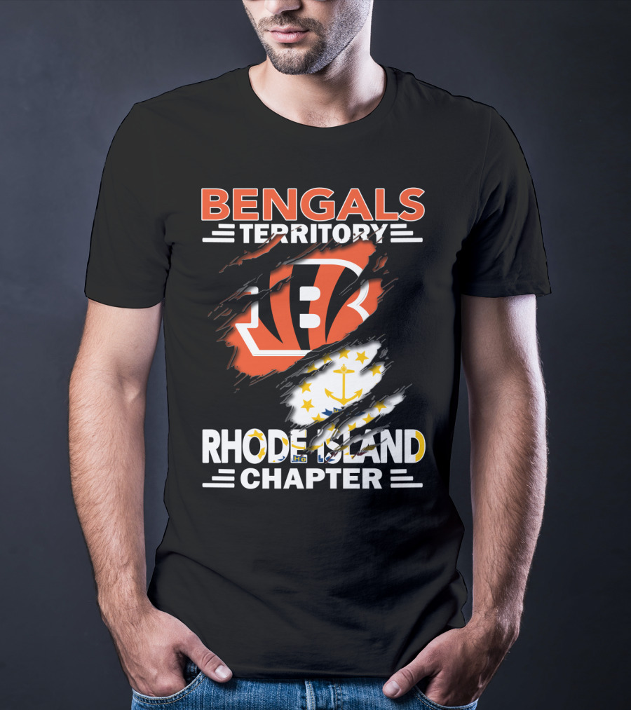 Bengals Territory Rhode Island Chapter Logo With State Flag Elements T-Shirt