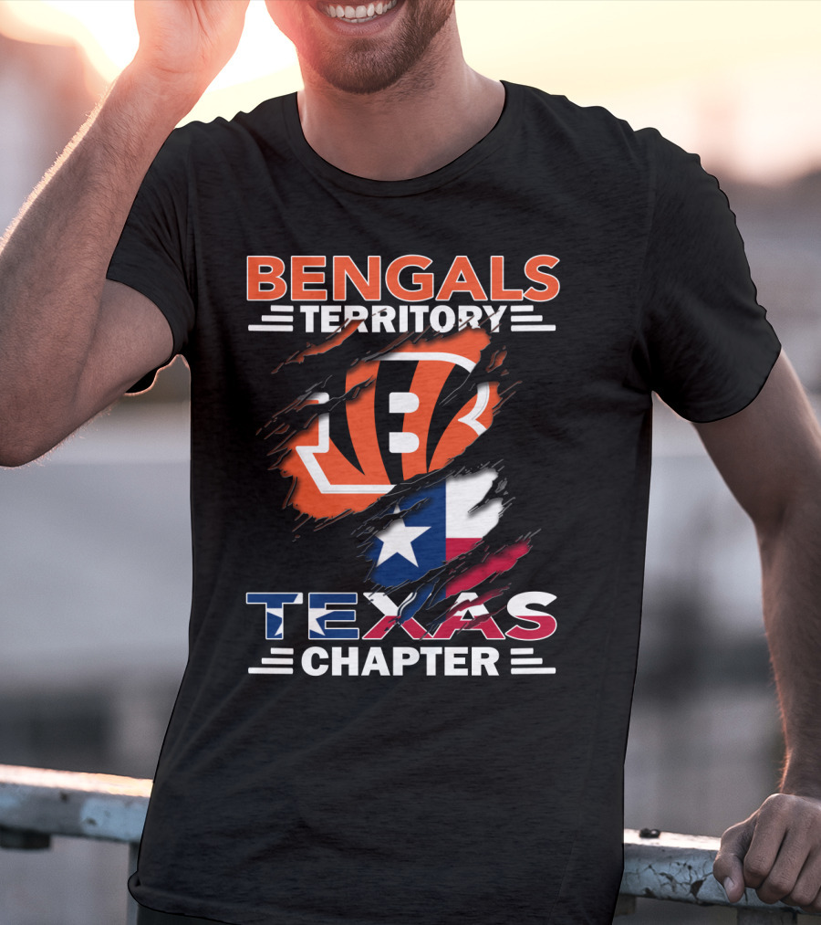 Bengals Territory Texas Chapter Cincinnati Bengals Logo With Texas Flag T-Shirt