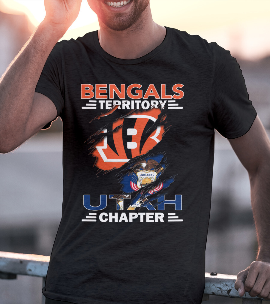 Bengals Territory Utah Chapter Emblem With Cincinnati Logo And Utah State T-Shirt
