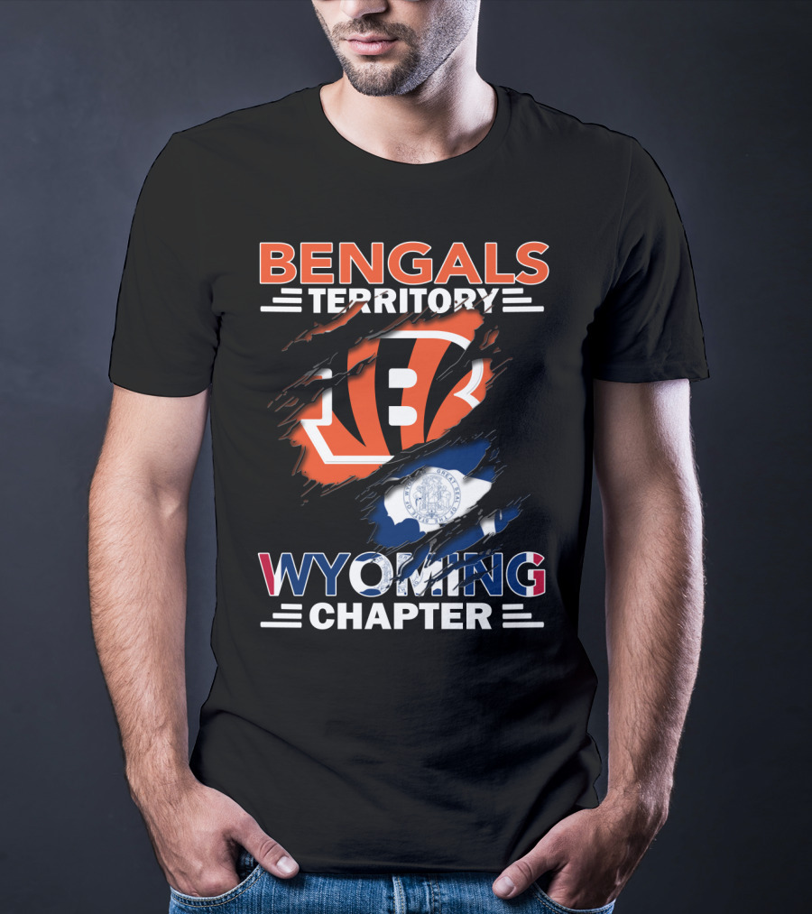 Bengals Territory Wyoming Chapter Bengals Logo Wyoming Flag T-Shirt