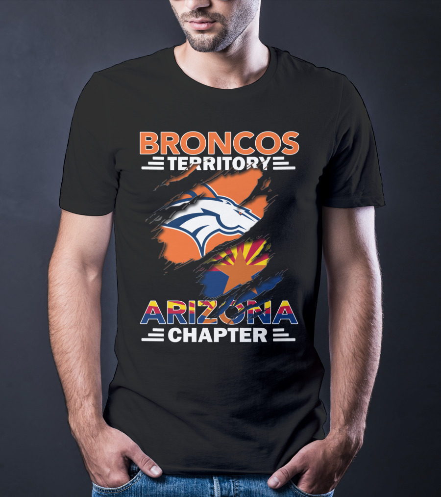 Broncos Territory Arizona Chapter Denver Football Fan Club Logo State Flag T-Shirt