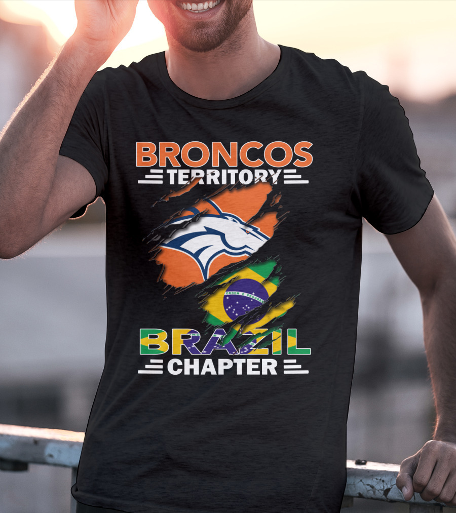 Broncos Territory Brazil Chapter NFL Fan Club Brazilian Flag T-Shirt