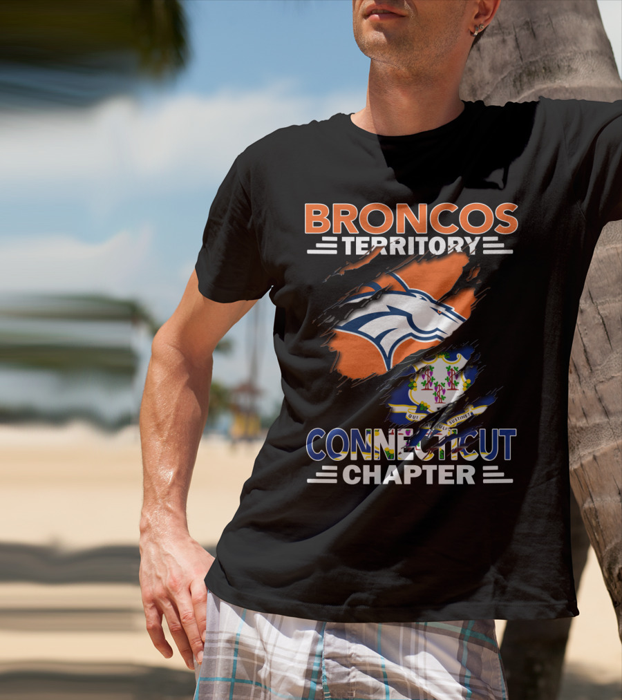 Broncos Territory Connecticut Chapter With Horse Logo And State Flag Elements T-Shirt