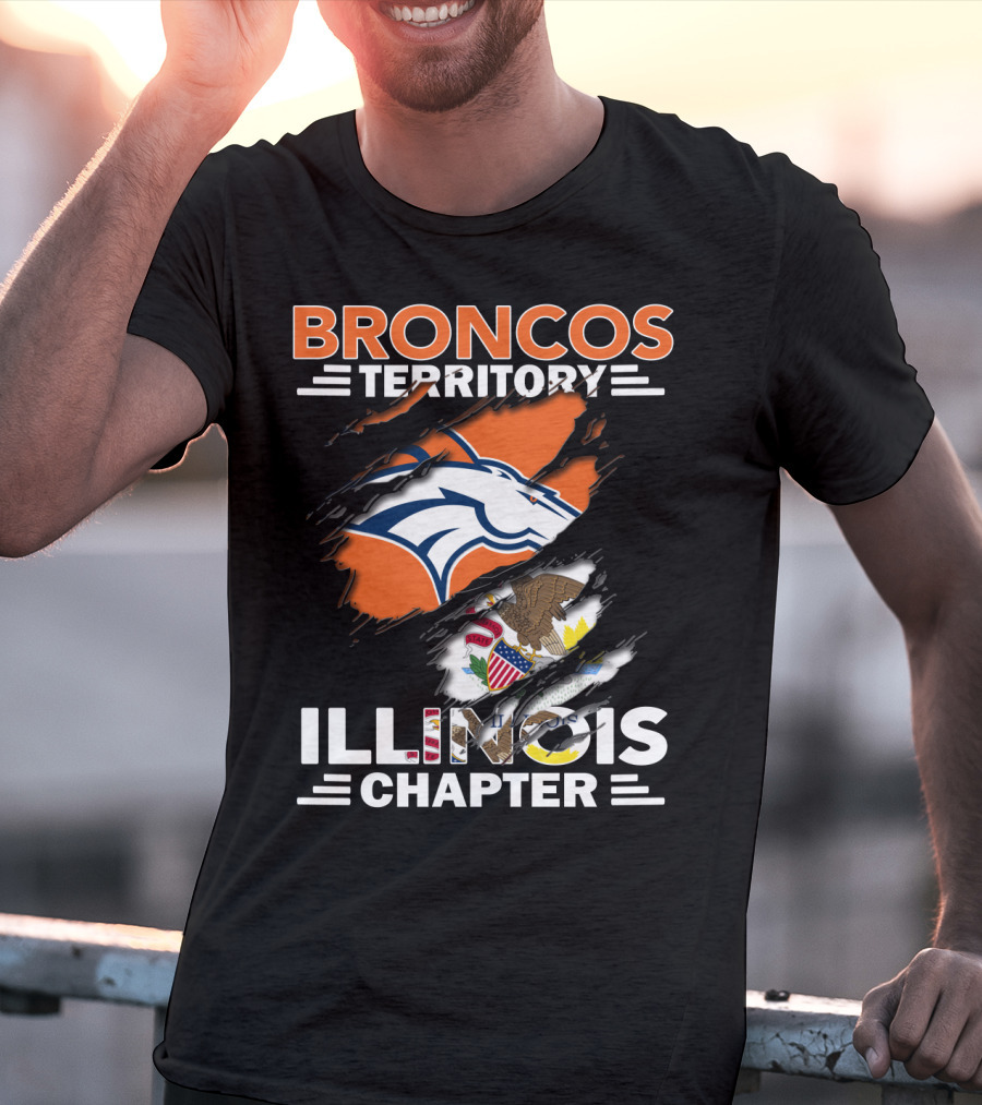 Broncos Territory Illinois Chapter Logo With State Flag And Horse Emblem T-Shirt