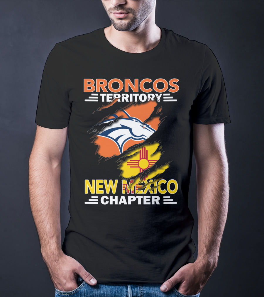 Broncos Territory New Mexico Chapter Ripped Logo And Zia T-Shirt