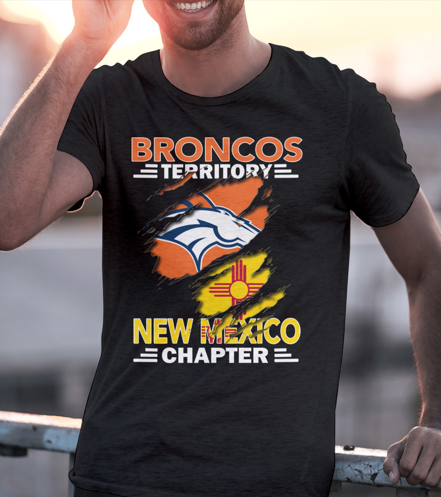 Broncos Territory New Mexico Chapter Ripped Logo And Zia T-Shirt