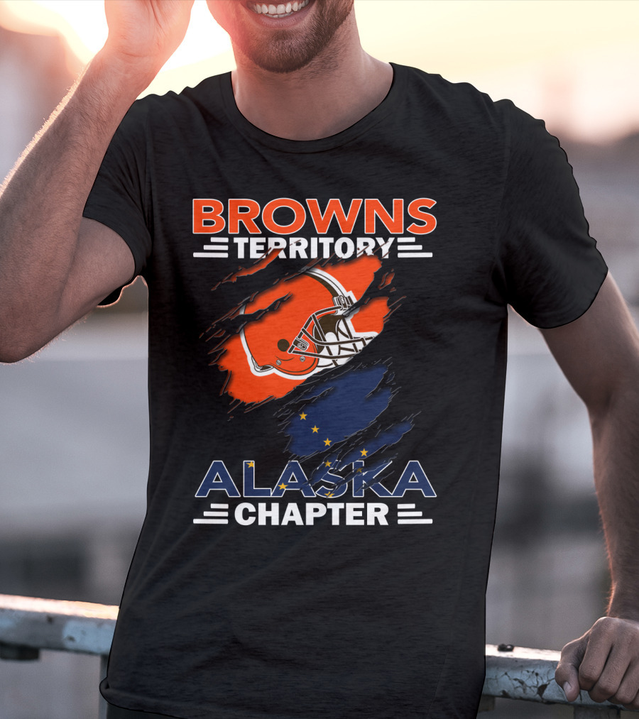Browns Territory Alaska Chapter Football Helmet And Alaska Flag Integration T-Shirt
