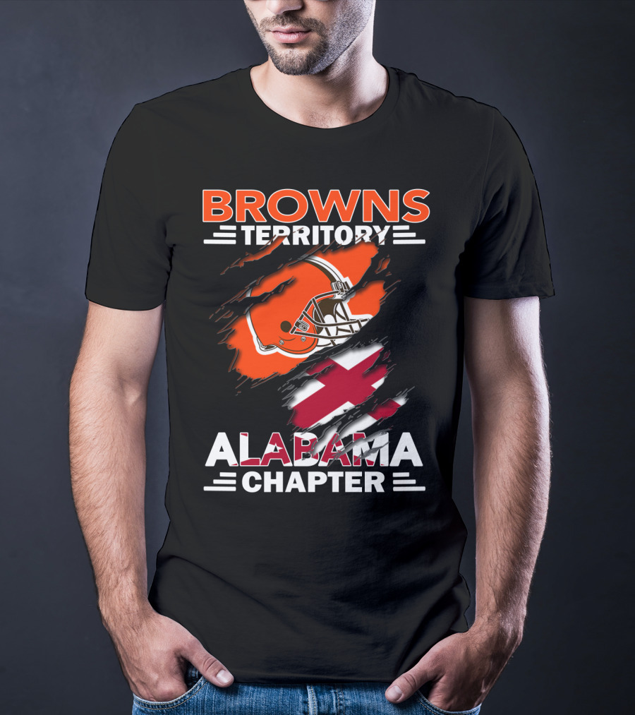 Browns Territory Alabama Chapter Football Helmet And Cross T-Shirt