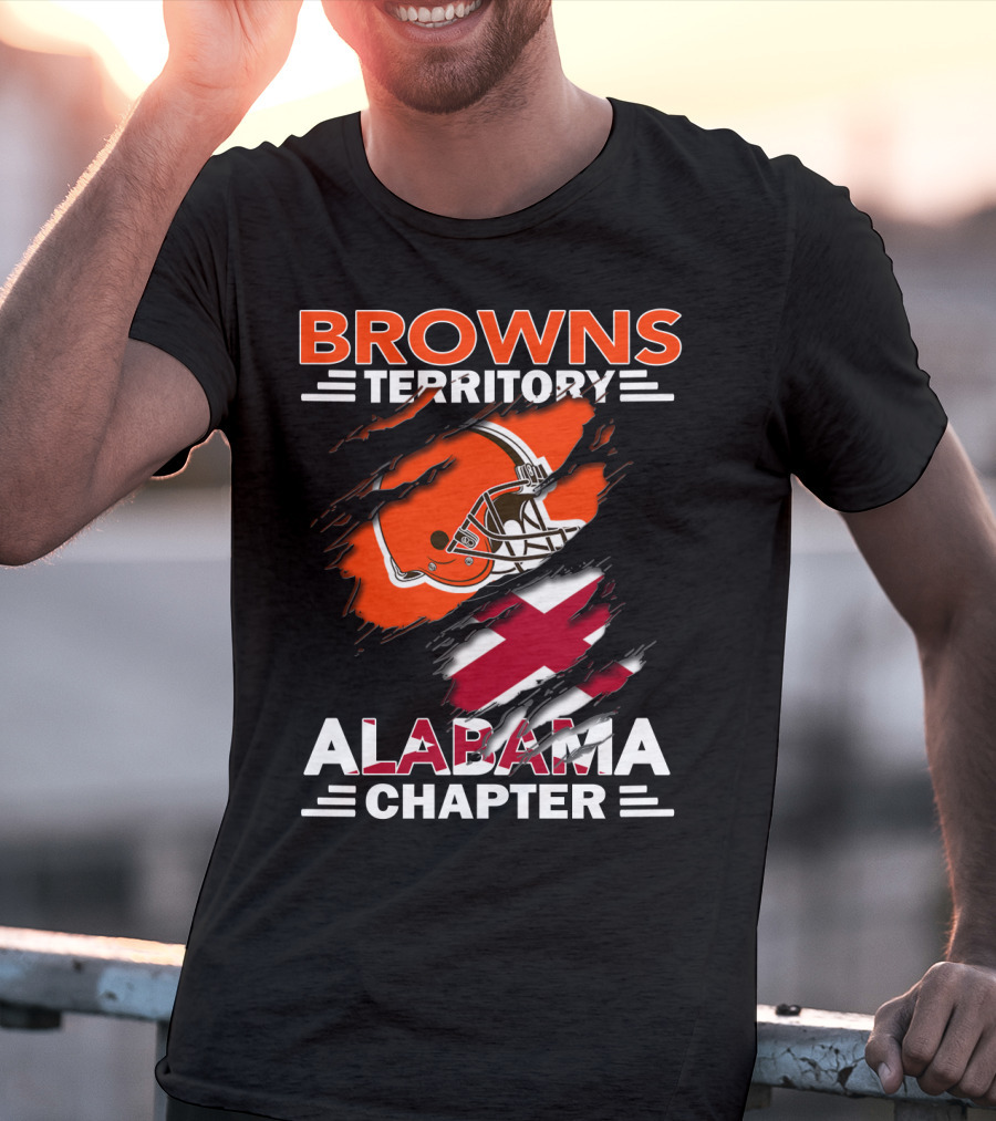 Browns Territory Alabama Chapter Football Helmet And Cross T-Shirt