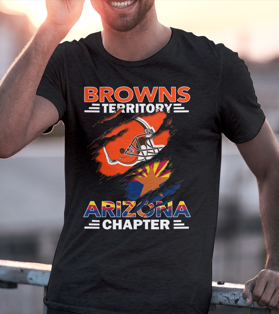 Browns Territory Arizona Chapter Football Helmet Arizona State Flag T-Shirt