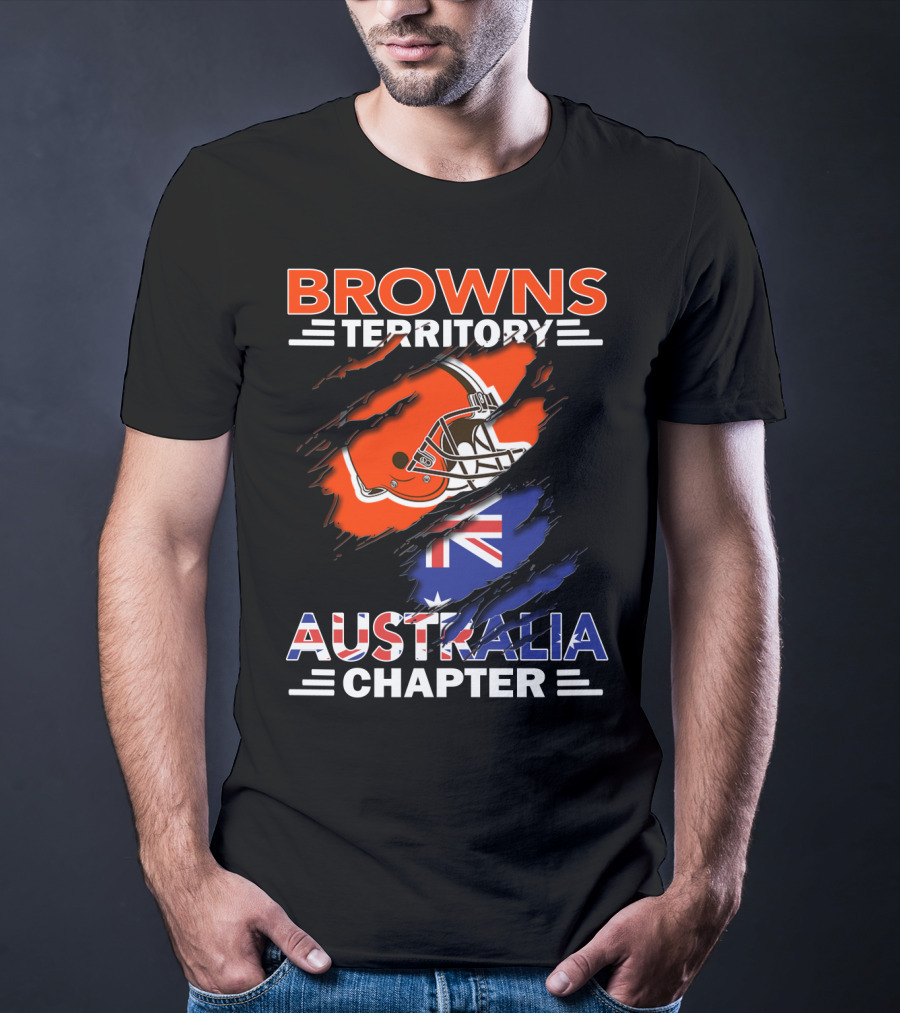 Browns Territory Australia Chapter Helmet With Flag T-Shirt