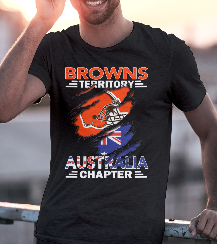 Browns Territory Australia Chapter Helmet With Flag T-Shirt