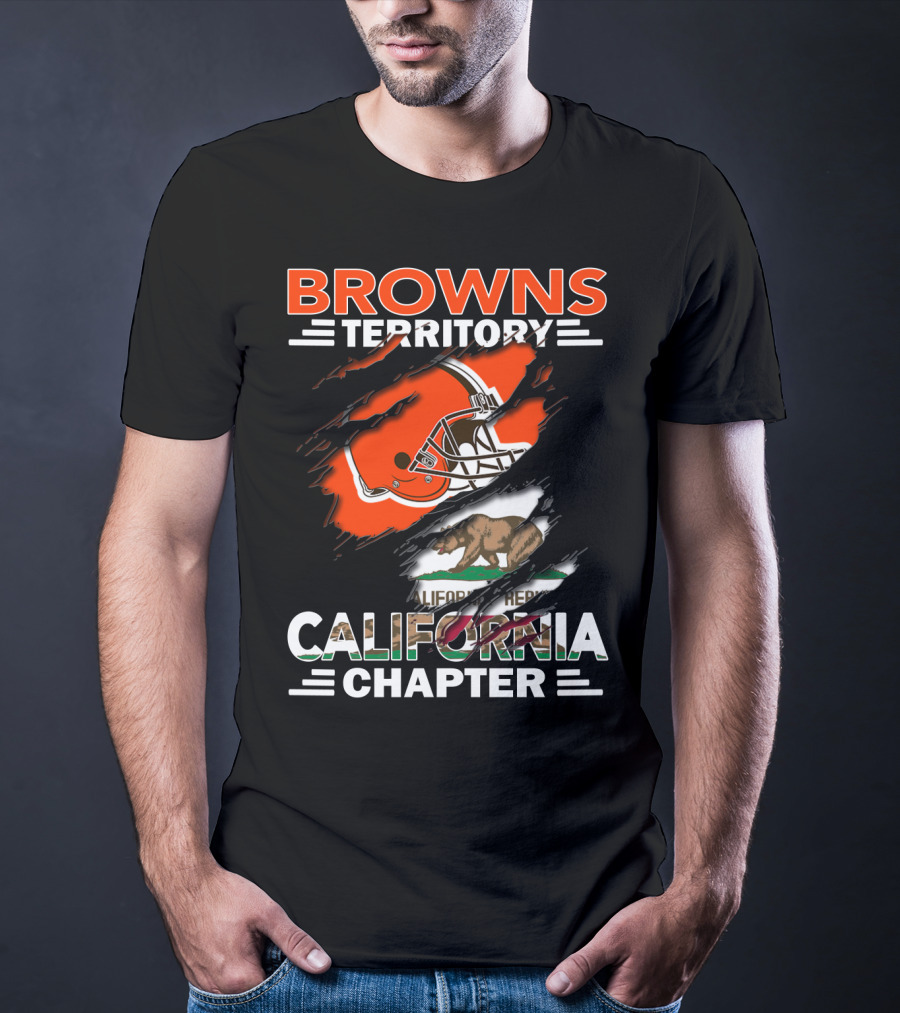 Browns Territory California Chapter Football Helmet Bear Flag Graphics T-Shirt