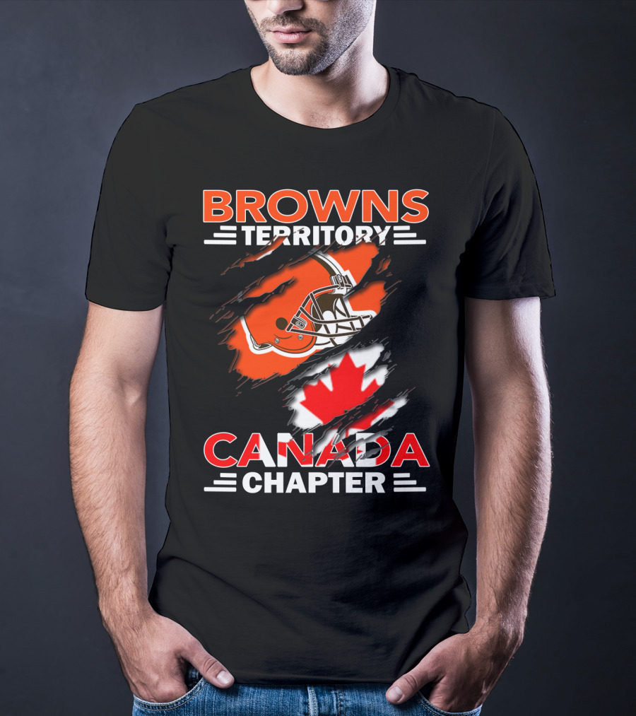 Browns Territory Canada Chapter Helmet And Maple Leaf T-Shirt