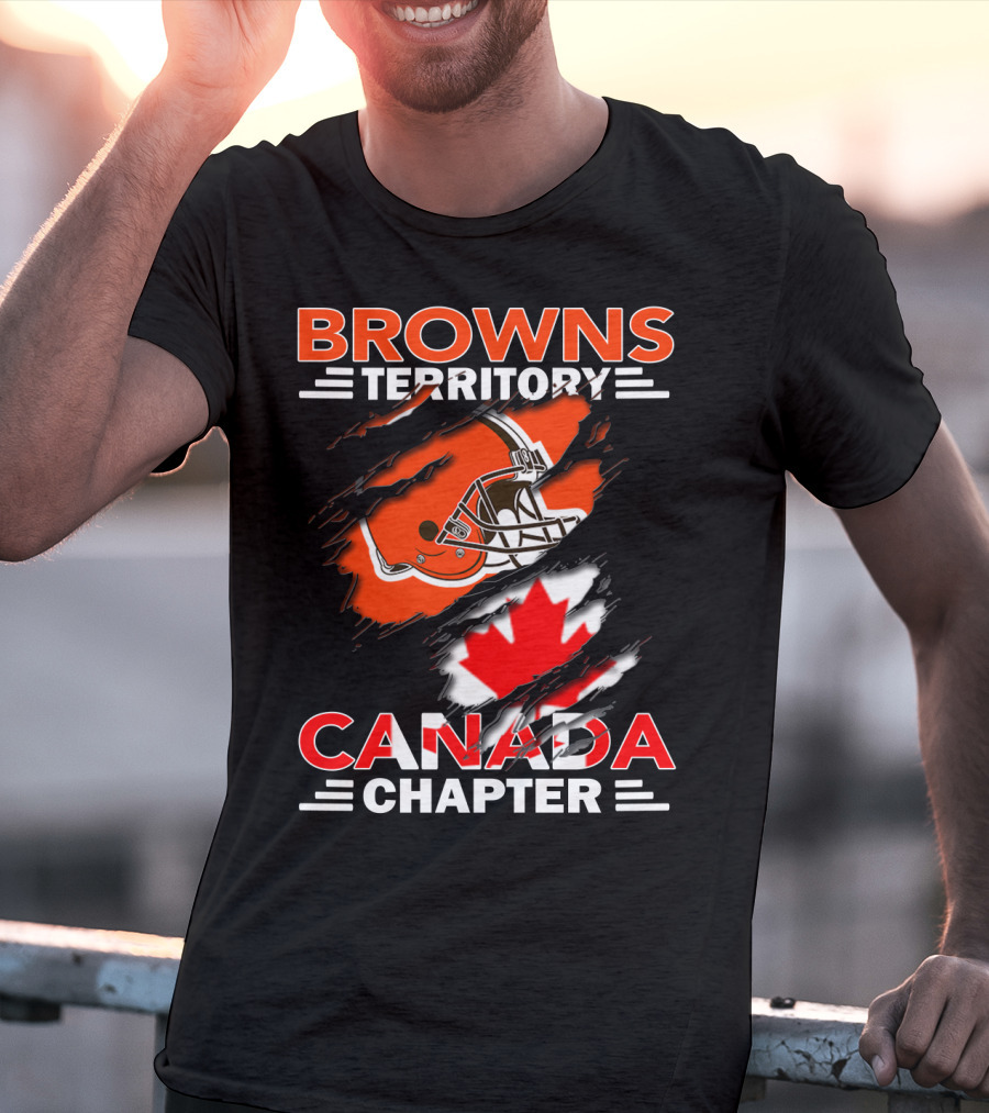 Browns Territory Canada Chapter Helmet And Maple Leaf T-Shirt