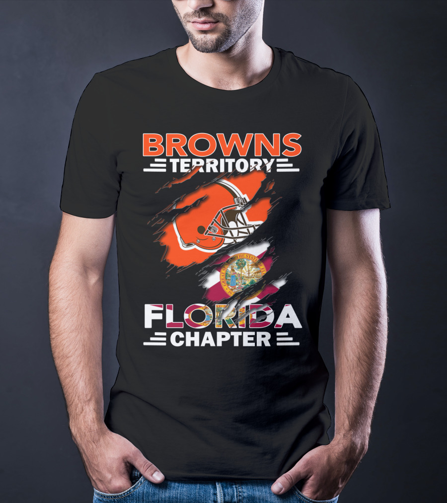 Browns Territory Florida Chapter Football Helmet And State Flag T-Shirt