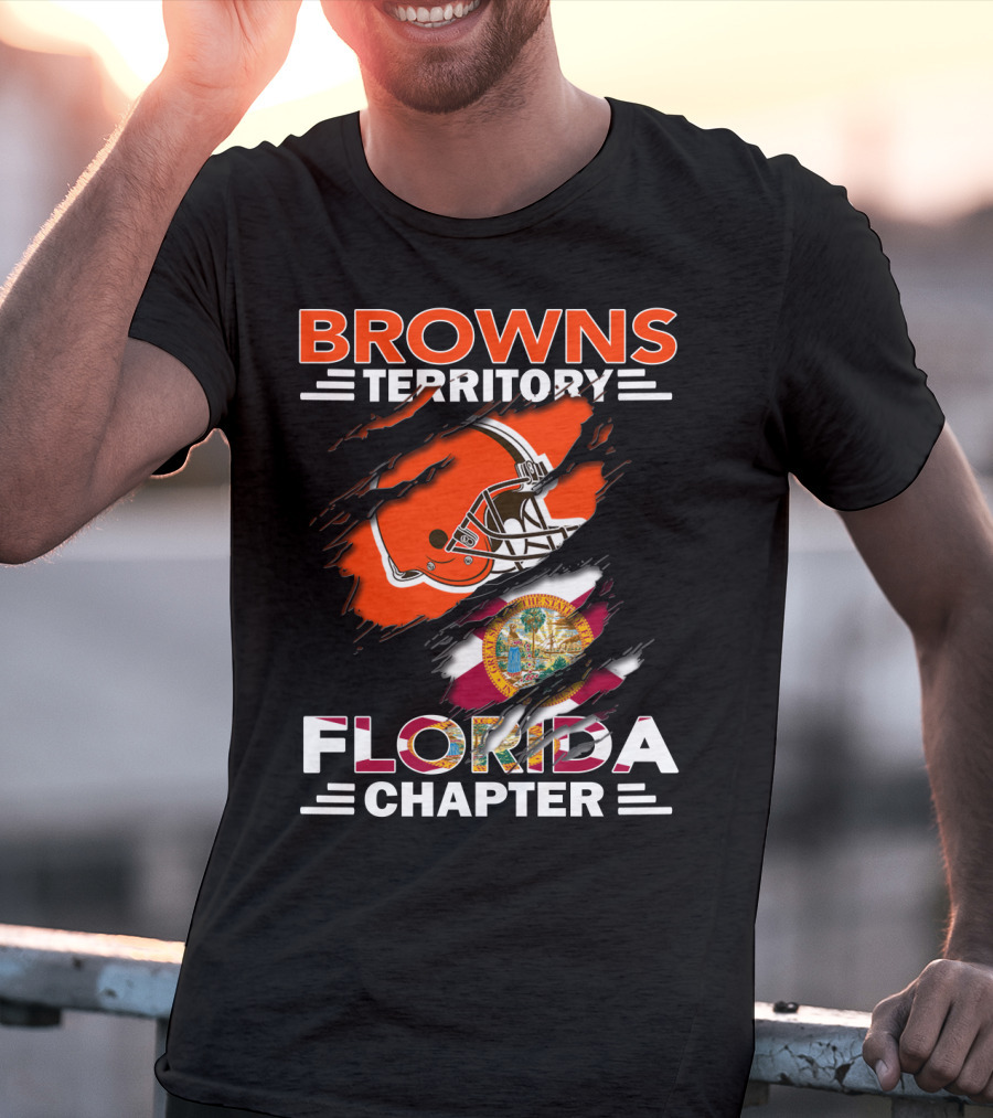 Browns Territory Florida Chapter Football Helmet And State Flag T-Shirt