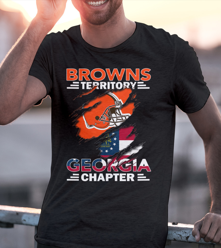 Browns Territory Georgia Chapter Helmet And Flag T-Shirt