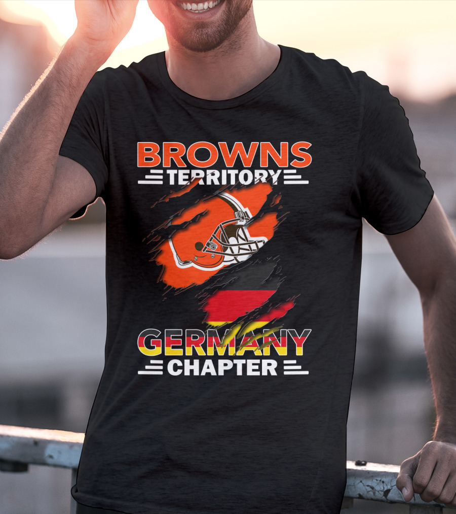 Browns Territory Germany Chapter Helmet And Flag T-Shirt