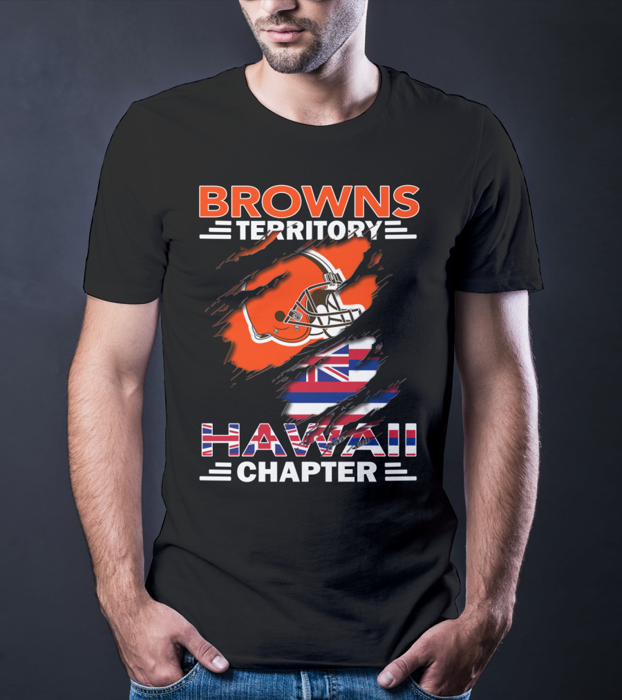 Browns Territory Hawaii Chapter Football Helmet Hawaiian Flag T-Shirt