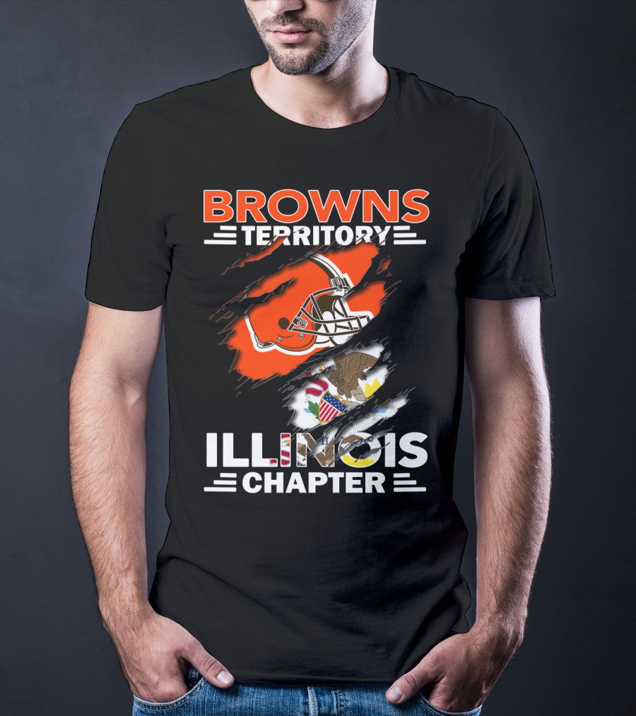 Browns Territory Illinois Chapter Helmet And American Eagle T-Shirt