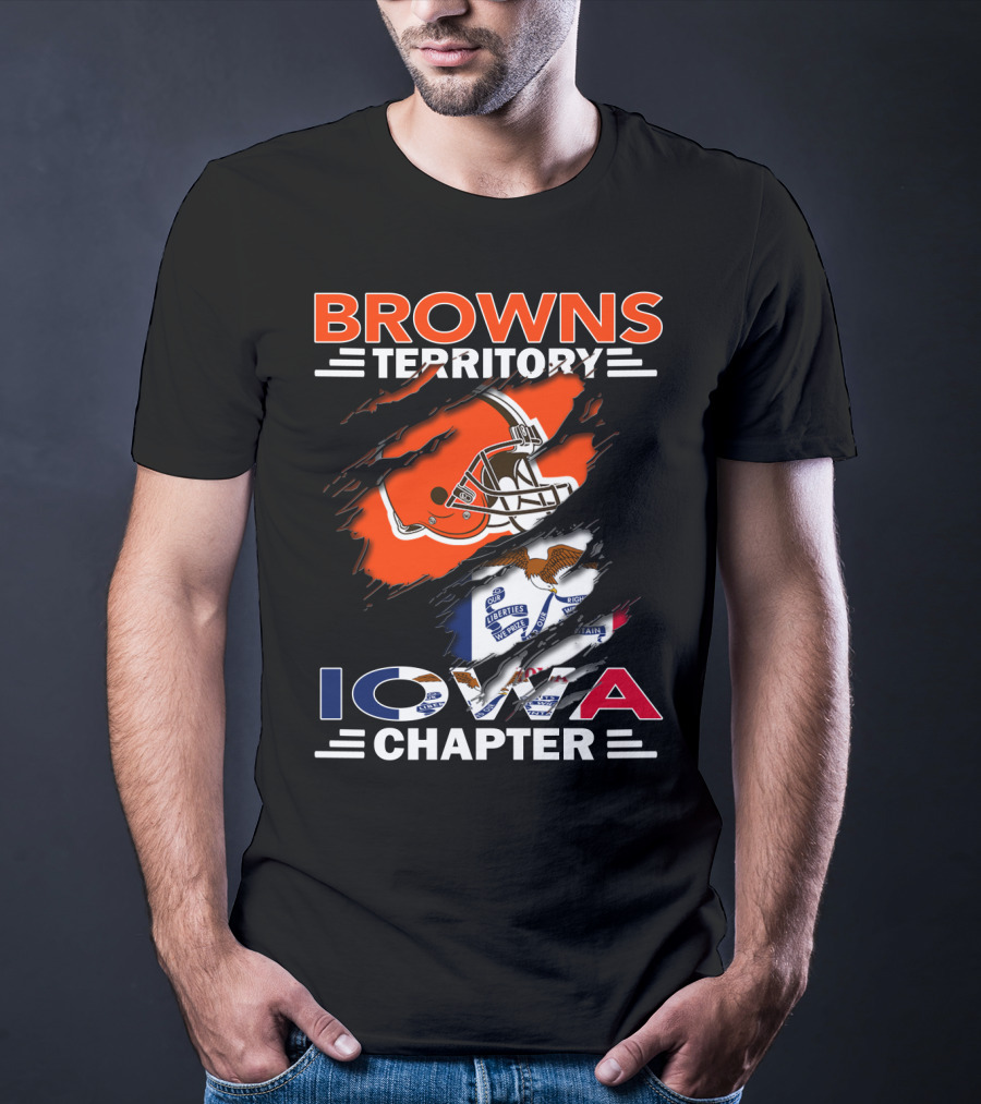 Browns Territory Iowa Chapter Helmet And Flag T-Shirt