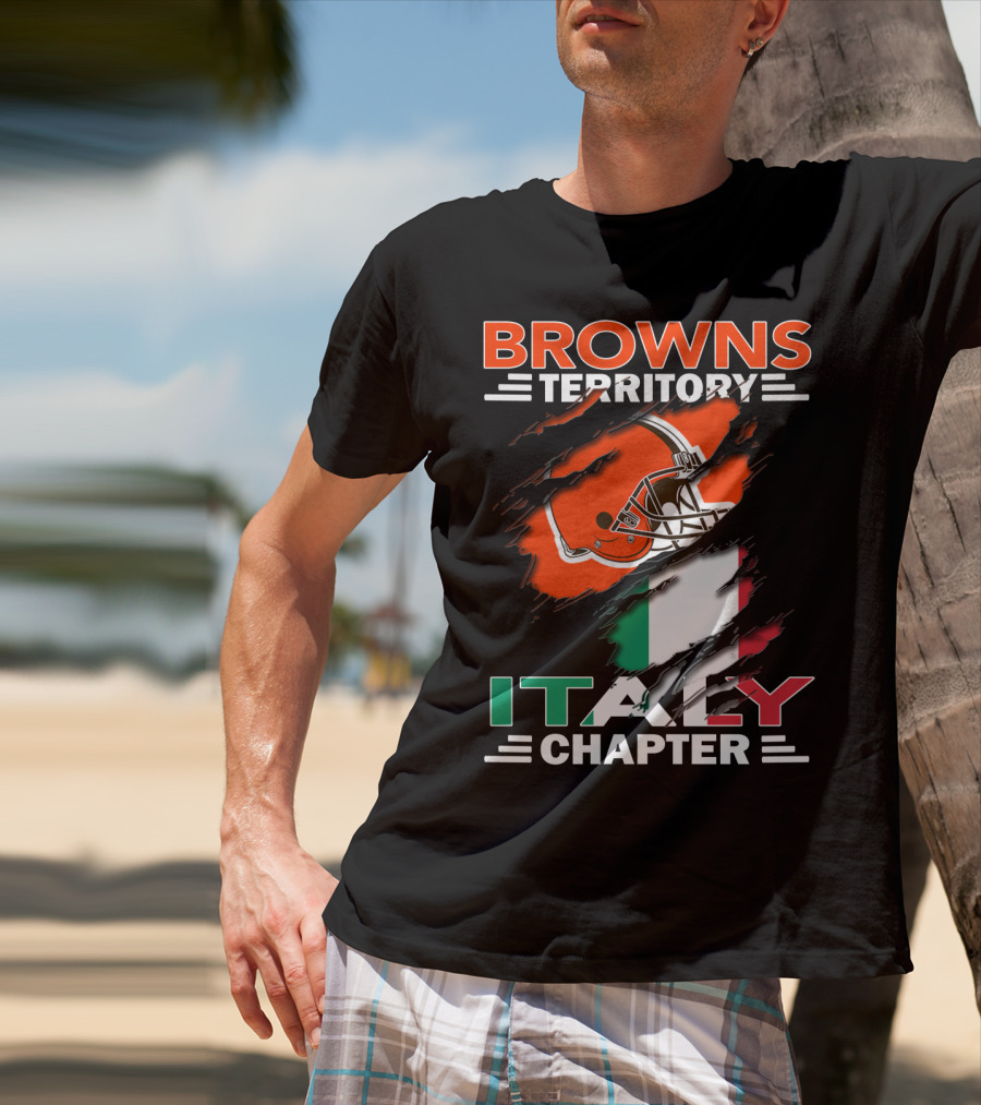 Browns Territory Italy Chapter Cleveland Football Helmet And Italian Flag T-Shirt