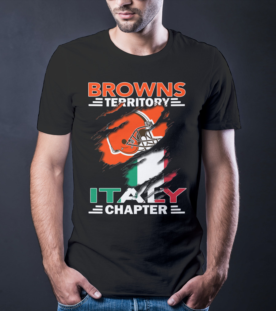 Browns Territory Italy Chapter Cleveland Football Helmet And Italian Flag T-Shirt