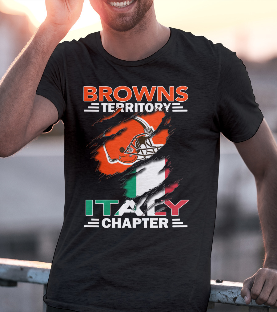 Browns Territory Italy Chapter Cleveland Football Helmet And Italian Flag T-Shirt