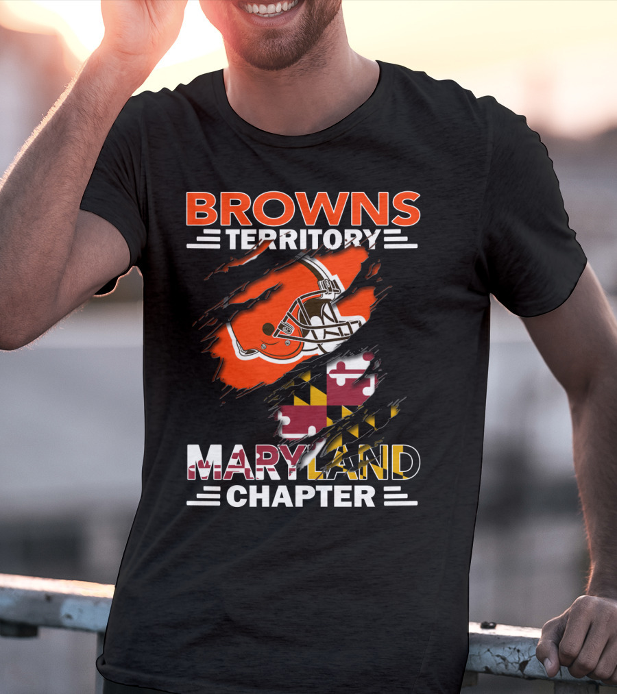 Browns Territory Maryland Chapter Football Helmet Maryland Flag T-Shirt