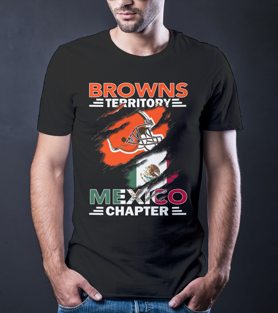 Browns Territory Mexico Chapter Cleveland Football Helmet Mexican Flag T-Shirt