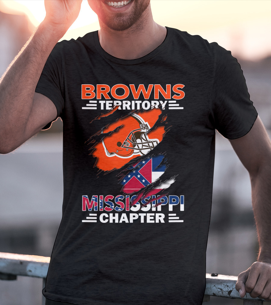 Browns Territory Mississippi Chapter Helmet And Flag T-Shirt