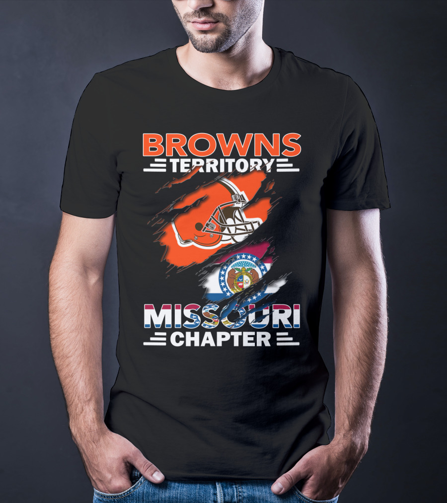 Browns Territory Missouri Chapter Helmet And State Flag T-Shirt