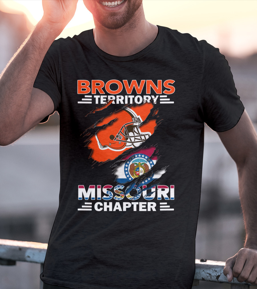 Browns Territory Missouri Chapter Helmet And State Flag T-Shirt