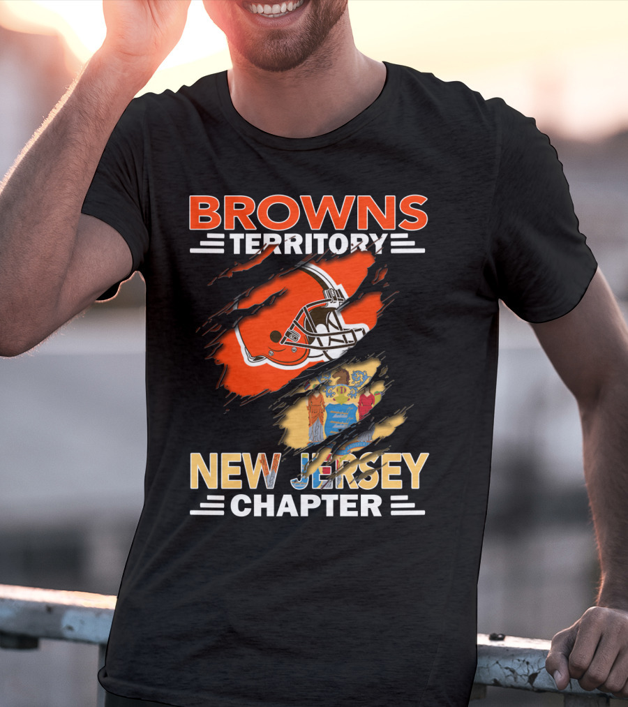 Browns Territory Football Helmet New Jersey Chapter State Flag T-Shirt