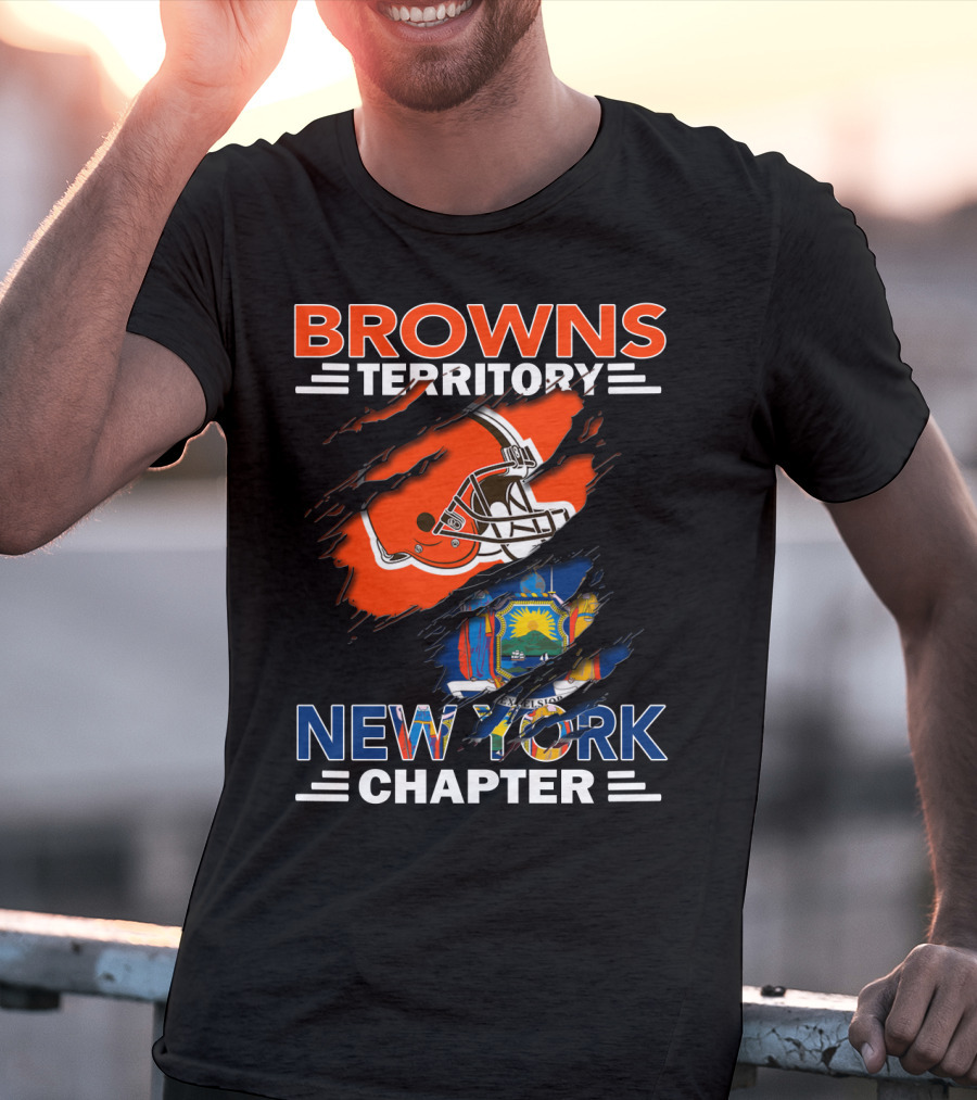 Browns Territory New York Chapter Cleveland Helmet State Flag Fusion T-Shirt