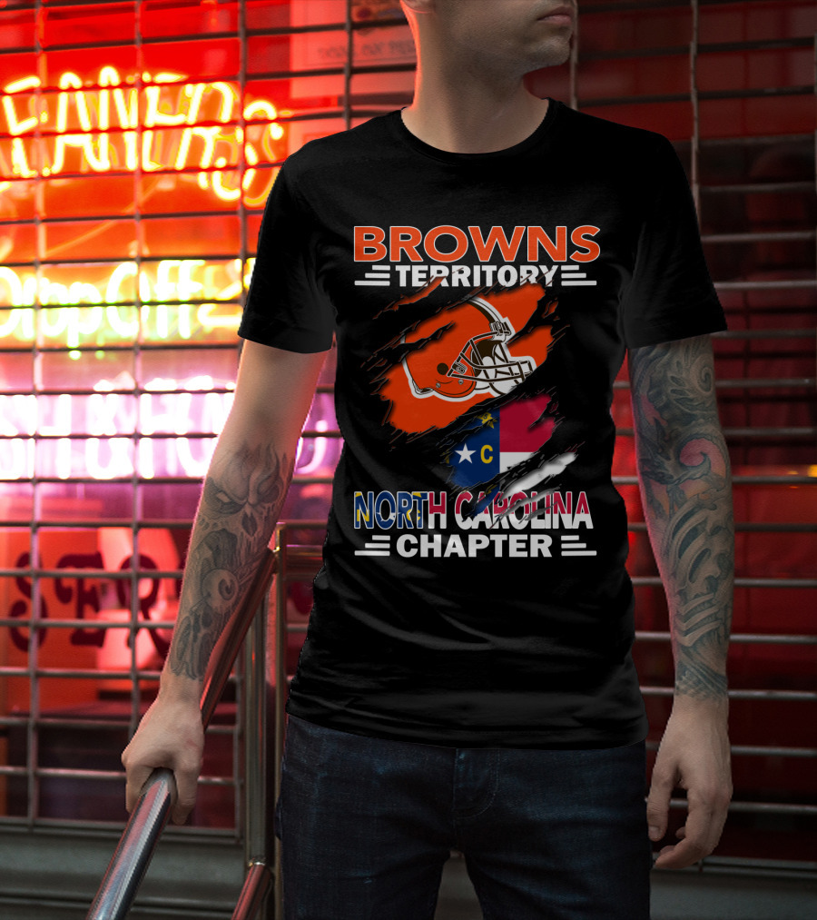 Browns Territory North Carolina Chapter Helmet And Flag T-Shirt