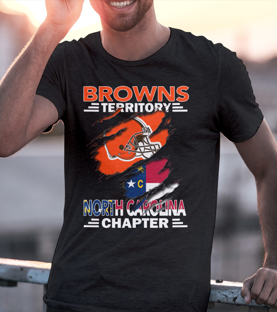 Browns Territory North Carolina Chapter Helmet And Flag T-Shirt