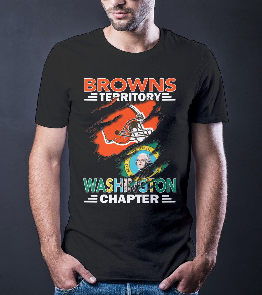 Browns Territory Washington State Chapter Seal Football Helmet Fan T-Shirt