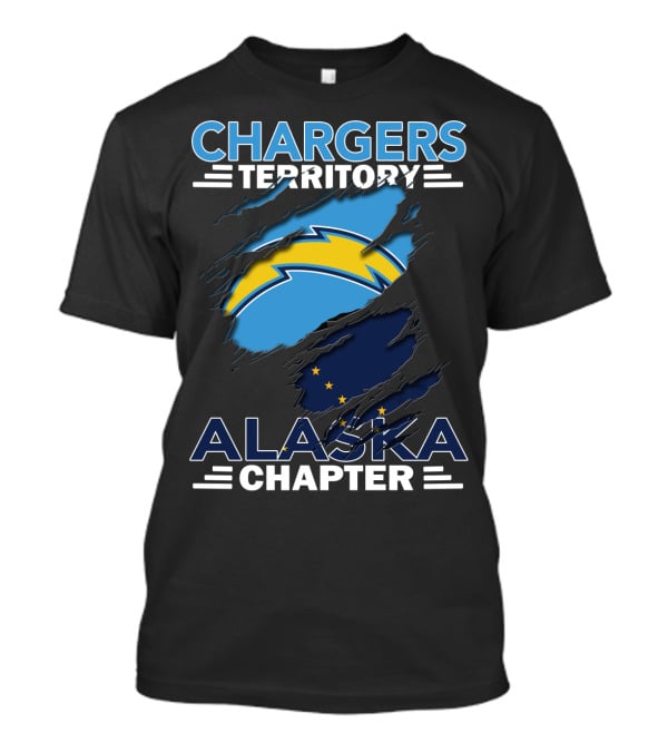 Chargers Territory Alaska Chapter Ripped Lightning Bolt And Stars T-Shirt