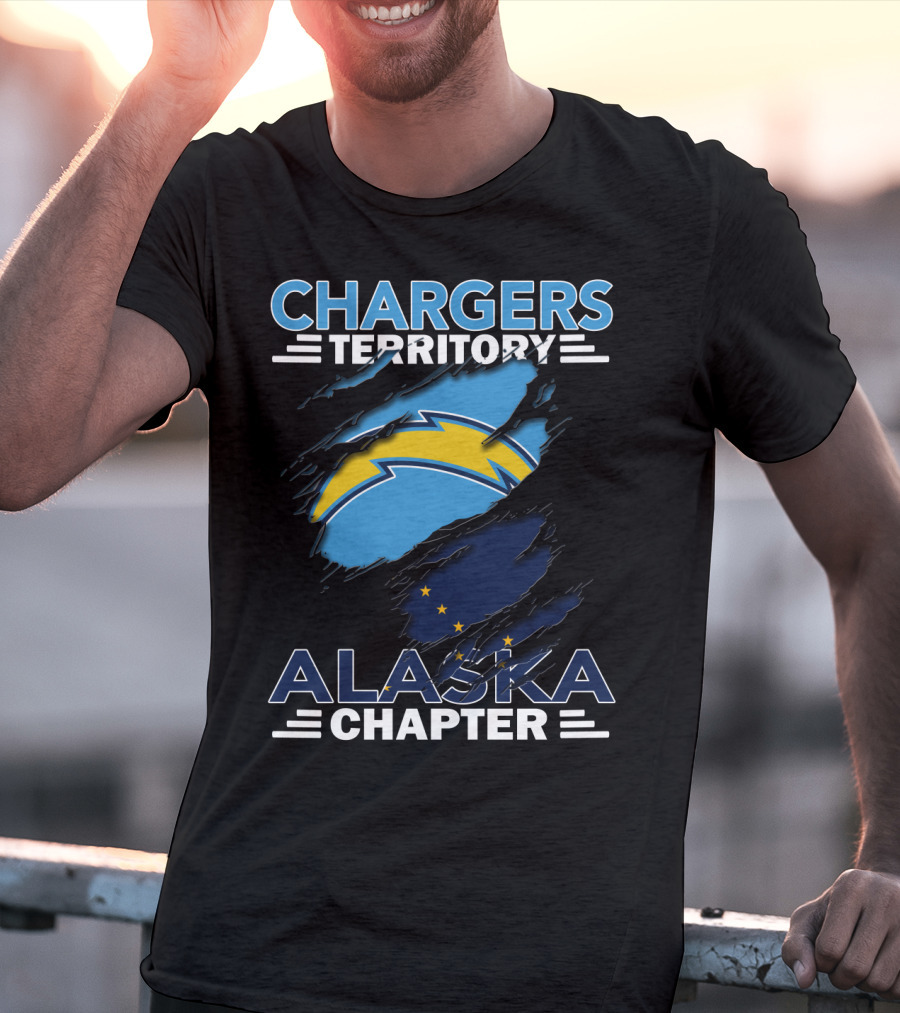 Chargers Territory Alaska Chapter Ripped Lightning Bolt And Stars T-Shirt