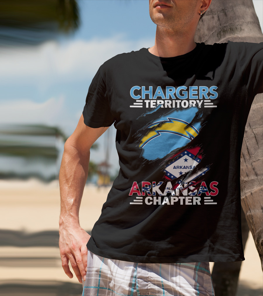 Chargers Territory Arkansas Chapter With Chargers Logo And Arkansas State Flag T-Shirt
