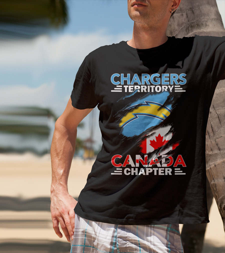 Chargers Territory Canada Chapter Lightning Bolt Canadian Flag T-Shirt