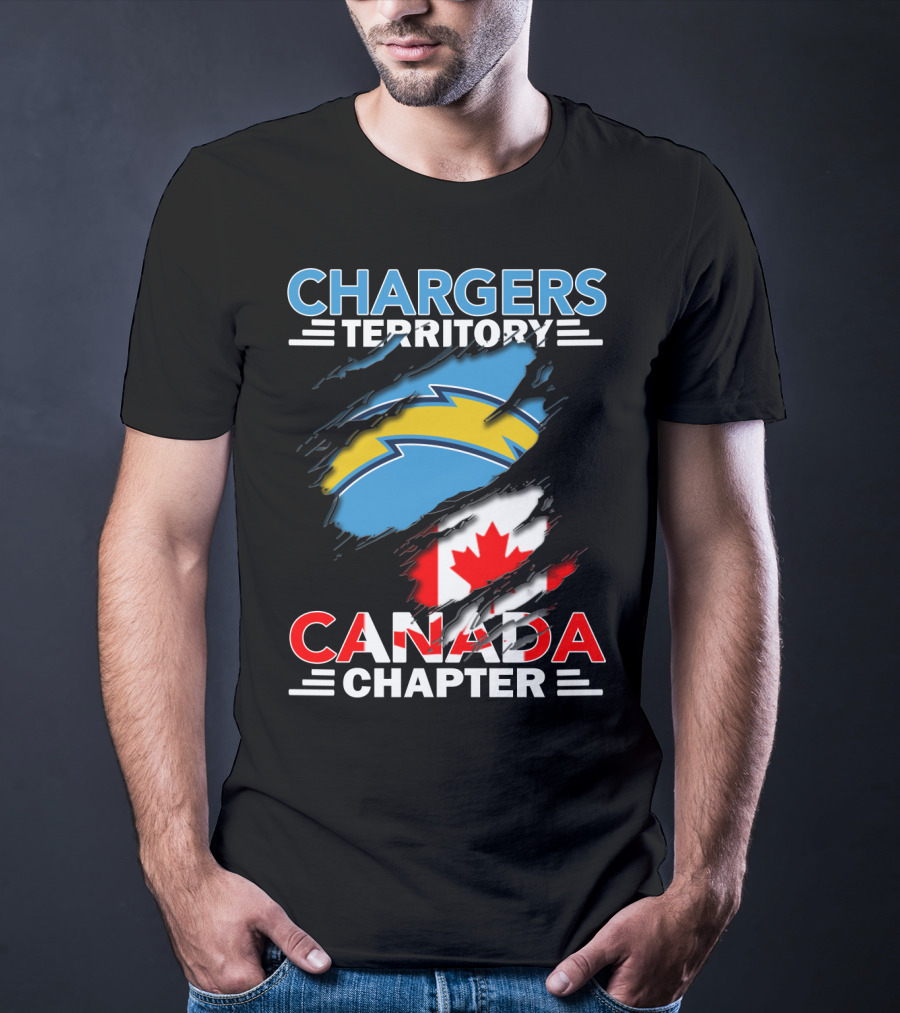 Chargers Territory Canada Chapter Lightning Bolt Canadian Flag T-Shirt