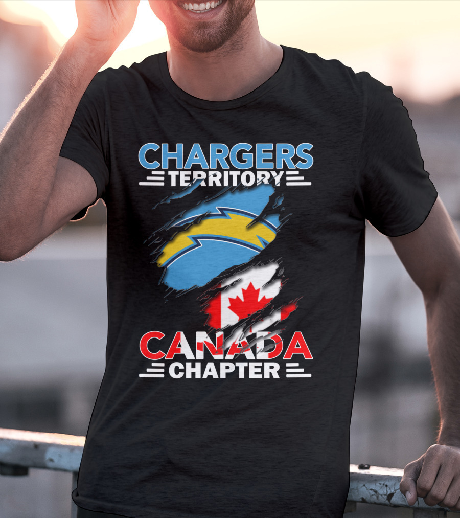 Chargers Territory Canada Chapter Lightning Bolt Canadian Flag T-Shirt